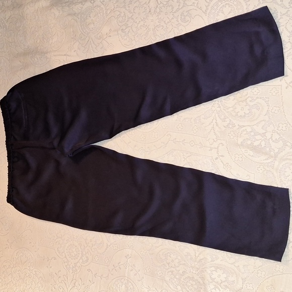 Banana Republic Navy Blue Satin Hayden Trouser Pants Flat Front 6 Ankle - Picture 4 of 9